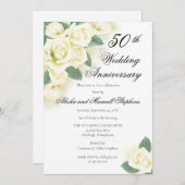 ローズ フラワーブーケ 50周年 結婚記念日 パーティー 招待状 (正面/裏面)