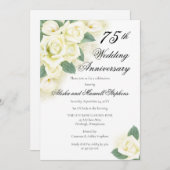 ローズ フラワーブーケ 75周年 結婚記念日パーティー 招待状 (正面/裏面)