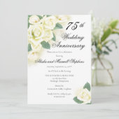 ローズ フラワーブーケ 75周年 結婚記念日 パーティー 招待状 (スタンド正面)