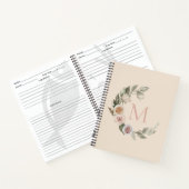 ローズ フラワーリース モノグラムイニシャル レシピ ノートブック (内部)