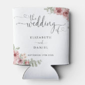 ローズ フラワー エレガント ハート スクリプト ウェディング 缶クーラー (裏面)