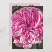 ローズ フラワー ピンク 誕生日 子供 女の子 招待状 (正面/裏面)