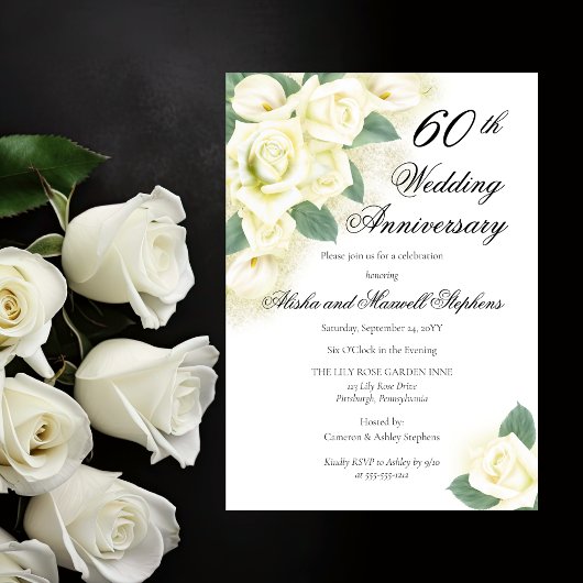 ローズ フローラル ブーケ 60周年 結婚記念日 パーティー 招待状
