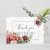 ローズ フローラル ユーカリ ウェディング サンクス サンキューカード (スタンド正面)