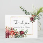 ローズ フローラル ユーカリ ウェディング サンクス サンキューカード (スタンド正面)