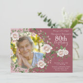 ローズ フローラル リース フォト バースデー 招待状 (スタンド正面)