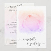 ** ローズ フローラル RSVP - QR  AR8 ウェディング 招待状 (正面/裏面)