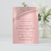 ローズ ブラッシュ スパーク グリッター ブライダル スイート 16 招待状 (スタンド正面)