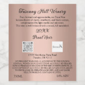 ローズ ブラッシュ ネーム モダン QR コード ロゴ 説明 ワインラベル (シングルラベル)