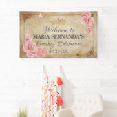 ローズ ブラッシュ ピンク バタフライ クラウン ゴールド キンセアニエラ 横断幕 (インサイチュ)