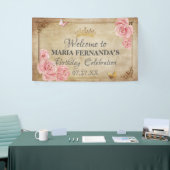 ローズ ブラッシュ ピンク バタフライ クラウン ゴールド キンセアニエラ 横断幕 (トレードショー)