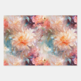 ローズ ブラッシュ ピーチ オレンジ フローラル ラッピングペーパーシート