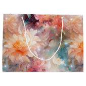 ローズ ブラッシュ ピーチ オレンジ フローラル ラージペーパーバッグ (裏面)