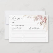 ローズ ブラッシュ フローラル ブライダル シャワー レシピ カード (正面)