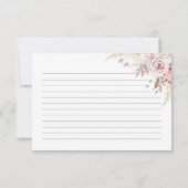 ローズ ブラッシュ フローラル ブライダル シャワー レシピ カード (裏面)