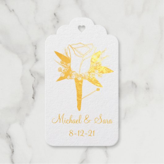 ローズ ブートニエール ウェディング パーティー グルームズメン ギフトタグ (正面)