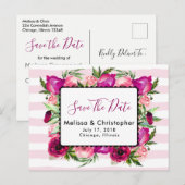 ローズ＆ポピー フラワーブーケ ウェディング セーブ・ザ・デート 案内ポストカード (正面/裏面)