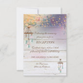 ローズ、メイソンジャー、ライト、ウッドウェディングレセプション 招待状 (正面)