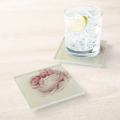 ローズ・ルース (1792) - 永恒のヴィンテージ植物画アート ガラスコースター (アングル)