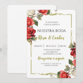 ローズ ローズ スペインのウェディング 招待状 (正面/裏面)