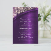 ローズ ヴィオレット グリッター ブライダル シャワー バースデー スイート 招待状 (スタンド正面)