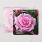ローズ 招待状 パーソナライズ ピンクのローズ RSVP カード (正面/裏面)