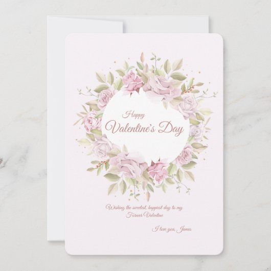 ローズ wreath バレンタインデー グリーティング カード (正面)