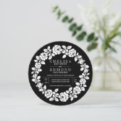 ローズ wreath ブラック＆ホワイト モダンウェディング 招待状 (スタンド正面)