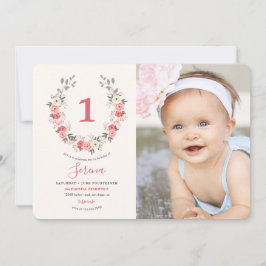 ローズ wreath 初誕生日 招待状