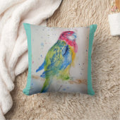 ローゼラパロットバードアートウォーターカラークッションアクア クッション (ブランケット)