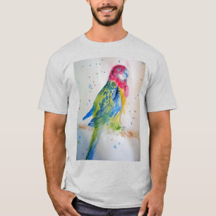 ローゼラ・パロット・バード・アート・ウォーター・カラー・メンTシャツ Tシャツ