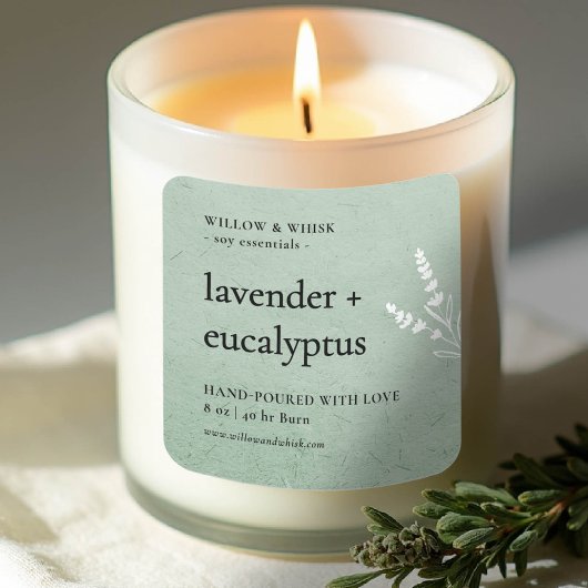 ローソク製品包装セージ緑植物学 スクエアシール