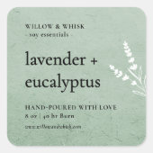 ローソク製品包装セージ緑植物学 スクエアシール (正面)