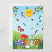 ローソームブルー&グリーン恐竜の誕生日パーティー 招待状 (裏面)