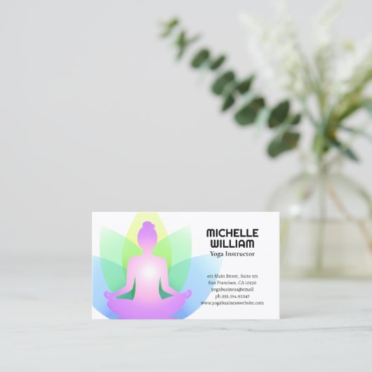 ロータスに座っている女性 名刺 (スタンド正面)