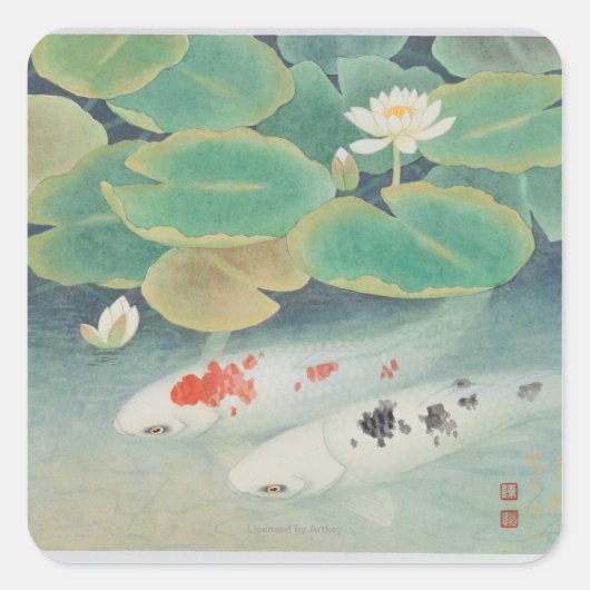 ロータスの下のカップル スクエアシール (正面)