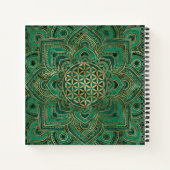 ロータスの花 – マラカイトと金ゴールド ノートブック (裏面)