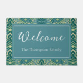 ロータスイカットパターン – ホワイトロータス ドアマット (正面)