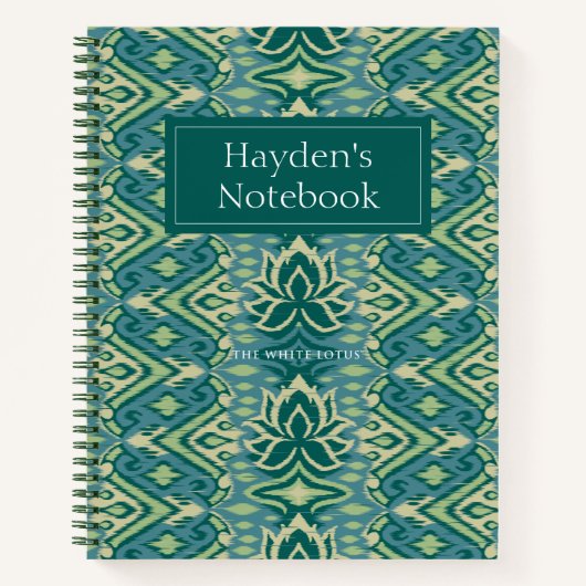 ロータスイカットパターン – ホワイトロータス ノートブック (正面)