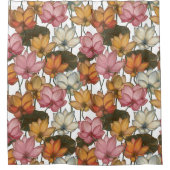 ロータスウォーターリリーピンクイエローホワイトグリーンフローラ シャワーカーテン (正面)