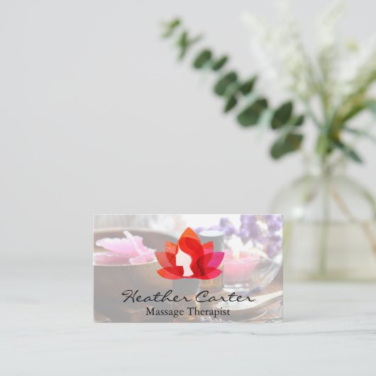 ロータスウーマンアイコン | 金ゴールド | スパ油塩 名刺 (スタンド正面)