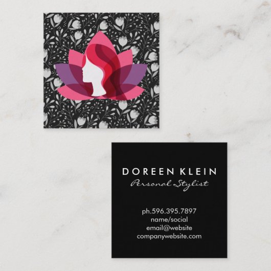 ロータスウーマン |トレンディー花柄 スクエア名刺 (正面/裏面)