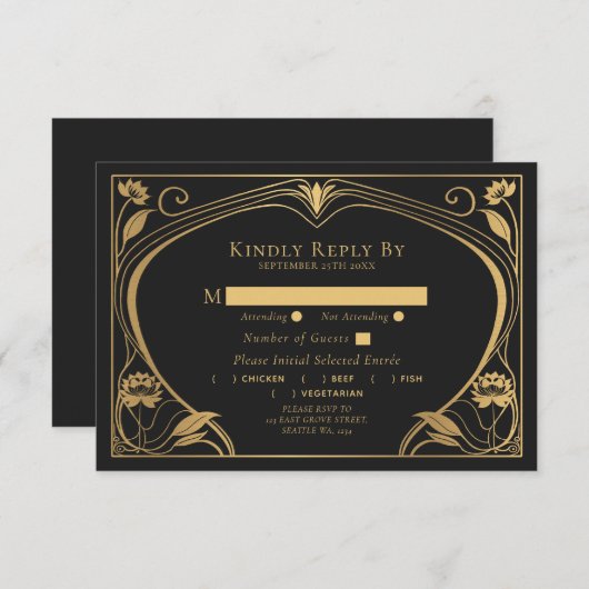 ロータスエレガントアールヌーボー結婚ズ エンクロージャーカード (正面/裏面)