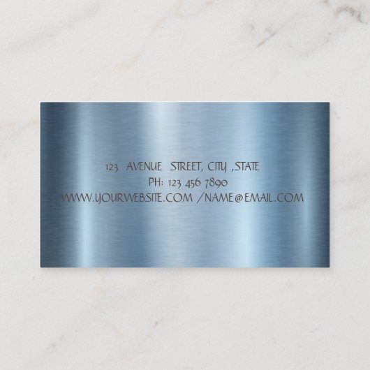 ロータスエレガントストライプスパークルブルーメタリック 名刺 (裏面)