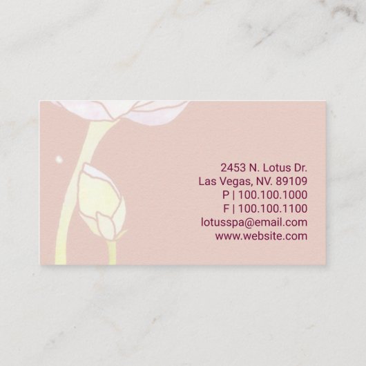 ロータスエレガントスパマッサージ 名刺 (裏面)
