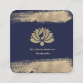 ロータスエレガントフェイク金ゴールドブラシストローク美しいサロン スクエア名刺 (正面)