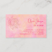 ロータスエレガントフラワーイラストレーションライトピンク 名刺 (裏面)