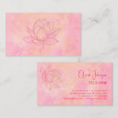 ロータスエレガントフラワーイラストレーションライトピンク 名刺 (正面/裏面)
