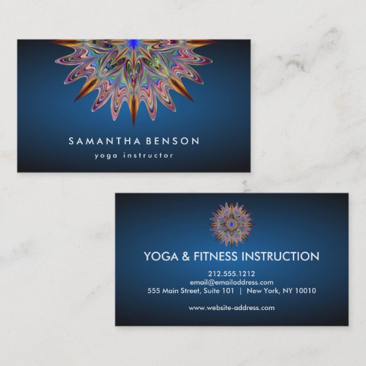 ロータスエレガントフラワーロゴヨガビジネス 名刺 (正面/裏面)