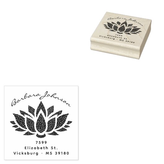 ロータスエレガントフラワー名前をカスタムする差出人住所 ラバースタンプ (押印)